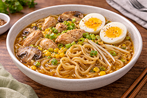 Ramen express au poulet, miso et soja au multicuiseur Moulinex