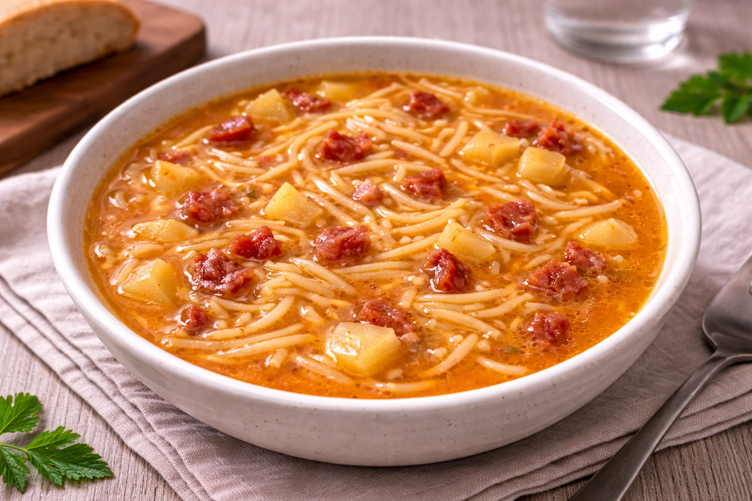 Soupe de vermicelles au jambon serrano au cookéo