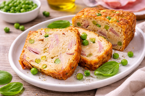 Cake moelleux jambon, petits pois et mozzarella au robot multi-cuiseur Moulinex