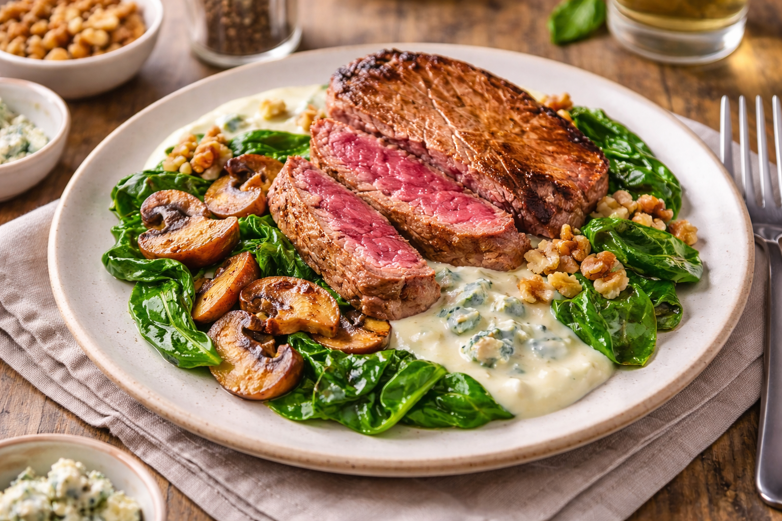 Pavés de bœuf grillés et sauce crémeuse au bleu au multicuiseur Moulinex