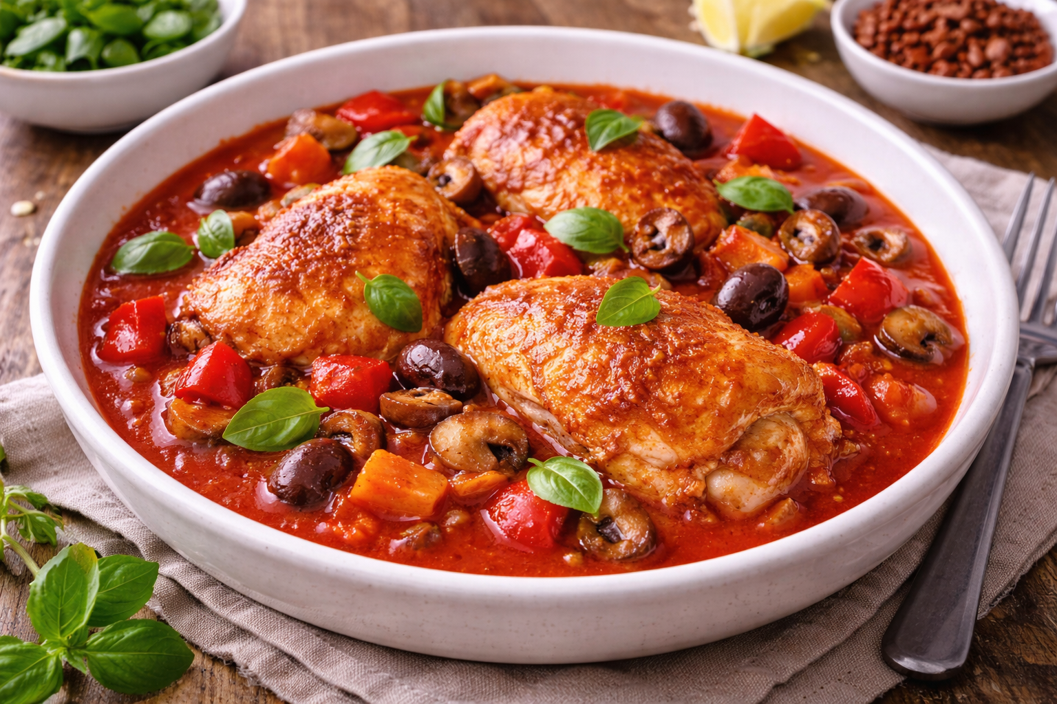 Poulet mijoté façon cacciatore express au multicuiseur cookéo