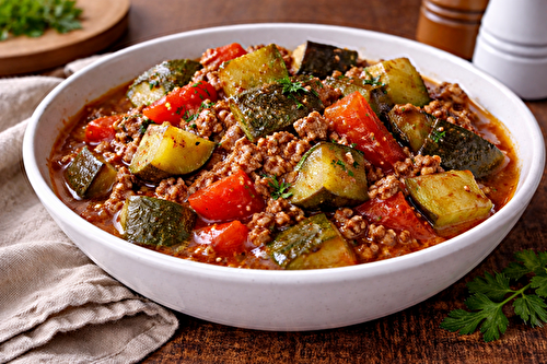 Ratatouille minute au bœuf haché à l'autocuiseur cookéo