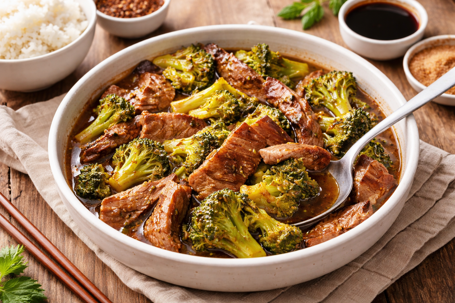 Sauté de bœuf au brocoli sauce soja caramélisée au cookéo