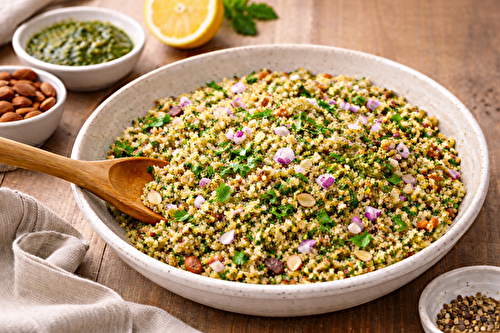Semoule verte au pesto d’herbes à l'autocuiseur cookéo