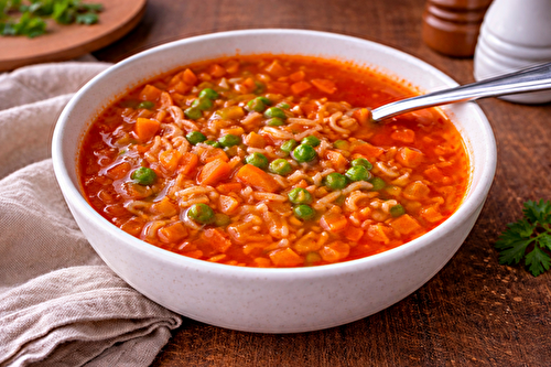 Soupe alphabet express, carottes et petits pois au cookéo