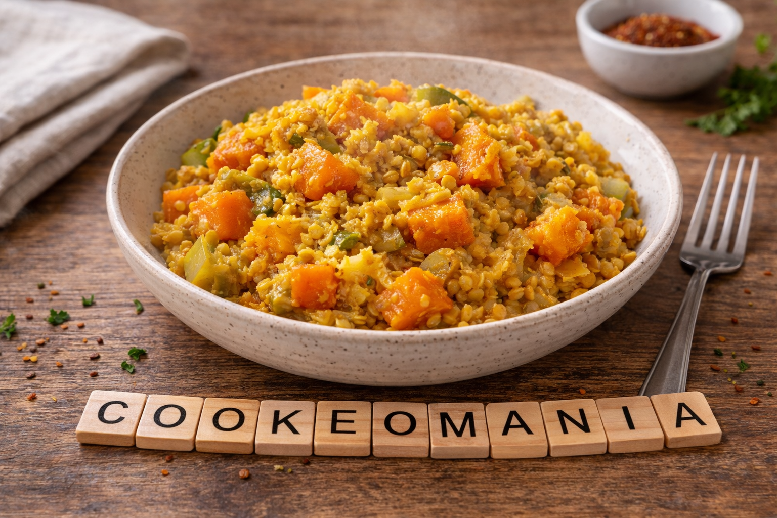 Lentilles corail fondantes au poireau et potimarron à l'autocuiseur cookéo