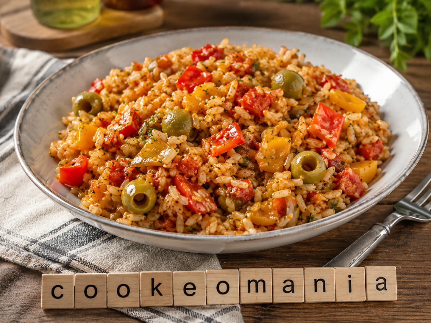 Riz complet aux poivrons et olives au Cookeo, le plat végétarien simple et parfumé au multicuiseur cookéo