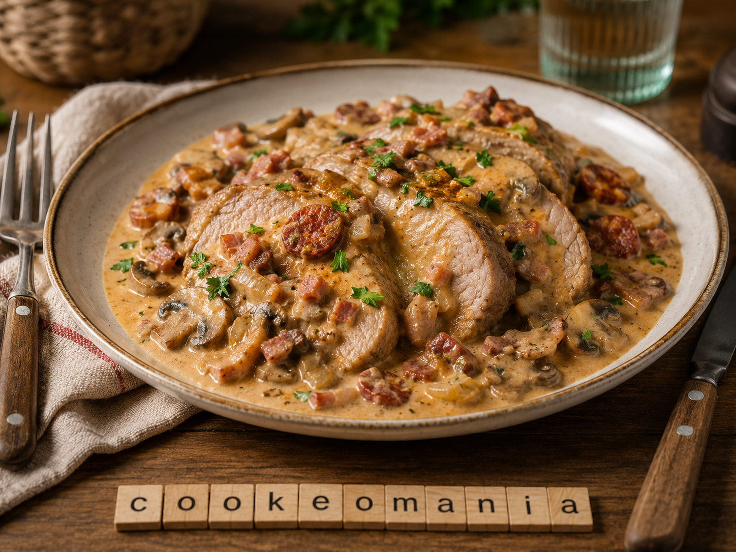 Rôti de porc au chorizo, lardons et champignons au Cookeo, la recette crémeuse et généreuse au cookéo