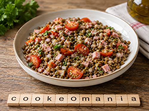 Salade de lentilles au jambon et tomates cerises au Cookeo, la recette froide simple et complète au robot multi-cuiseur cookéo