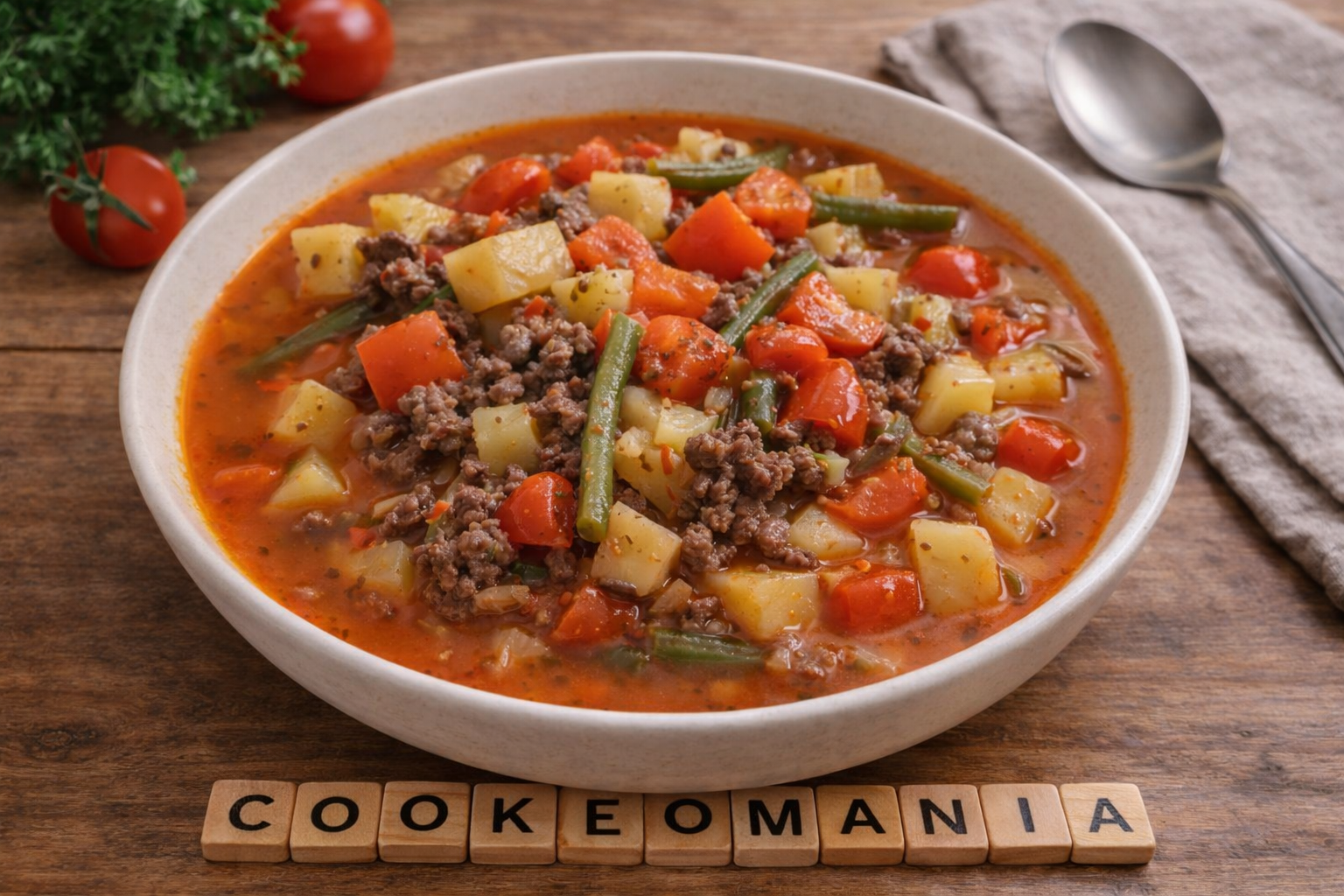 Soupe relevée au bœuf haché et légumes au robot multi-cuiseur cookéo