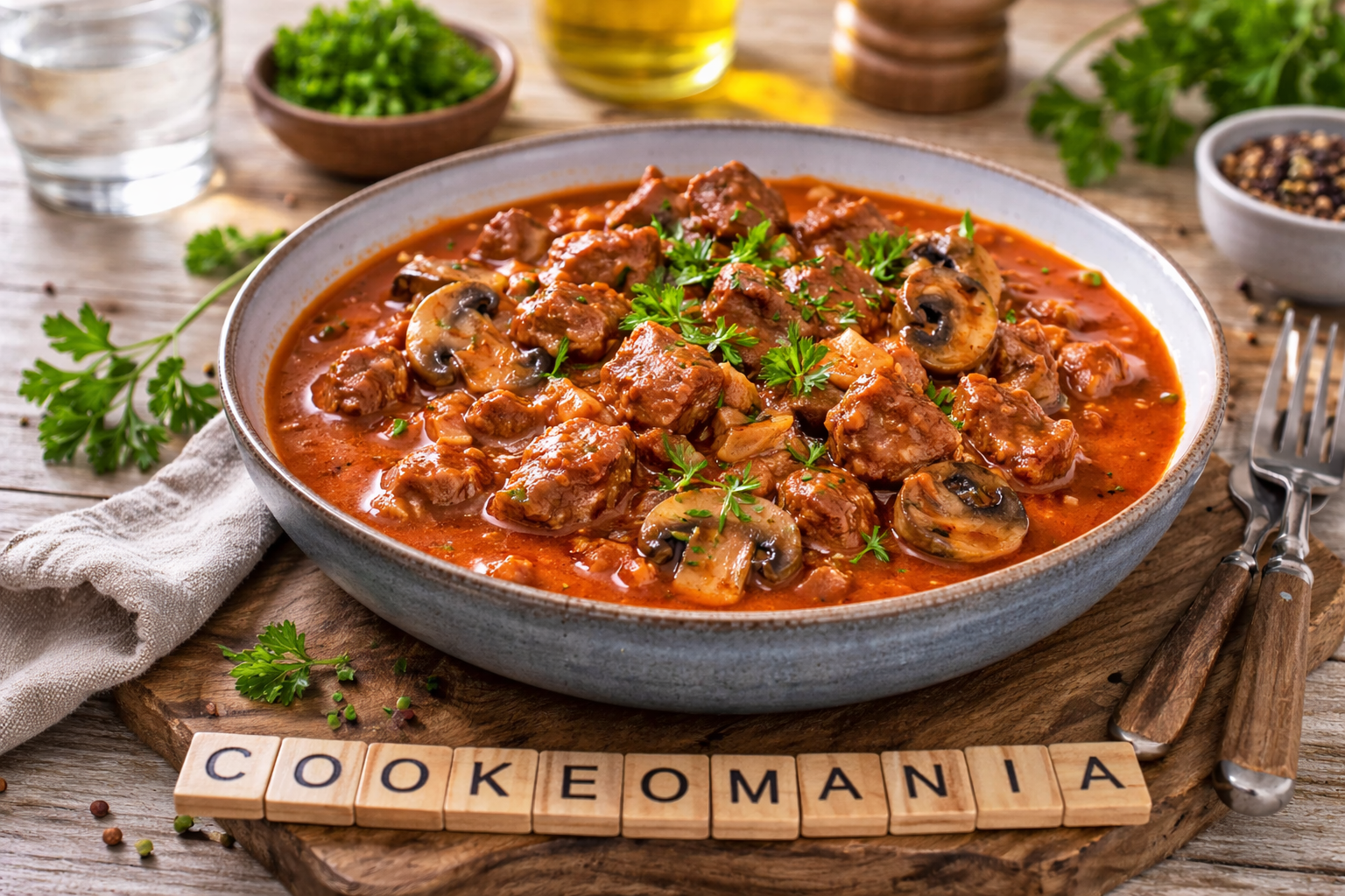 Bœuf stroganoff cétogène sans produits laitiers à l'autocuiseur Moulinex