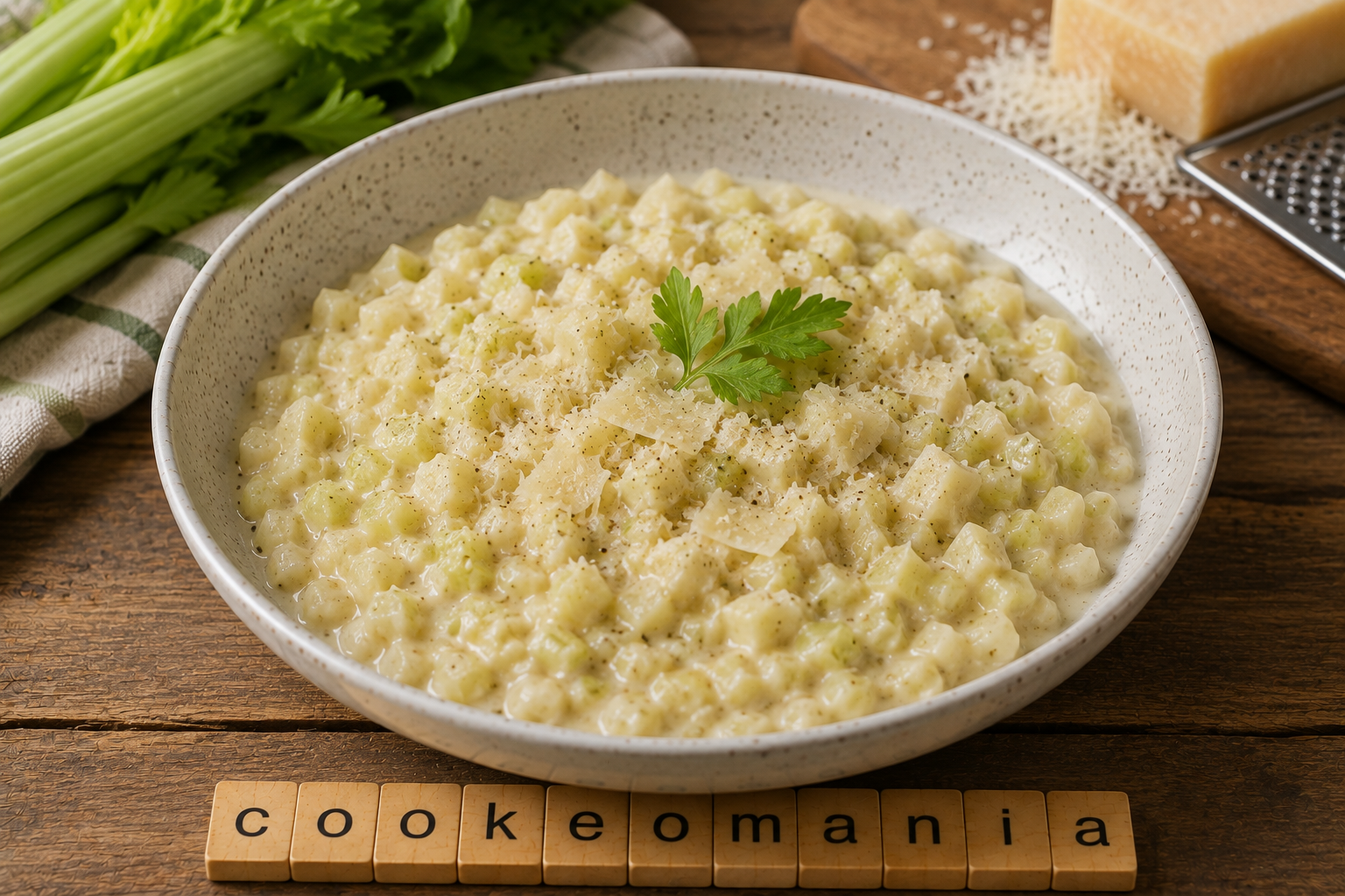 Céleri-branche crémeux façon risotto au parmesan à l'autocuiseur cookéo