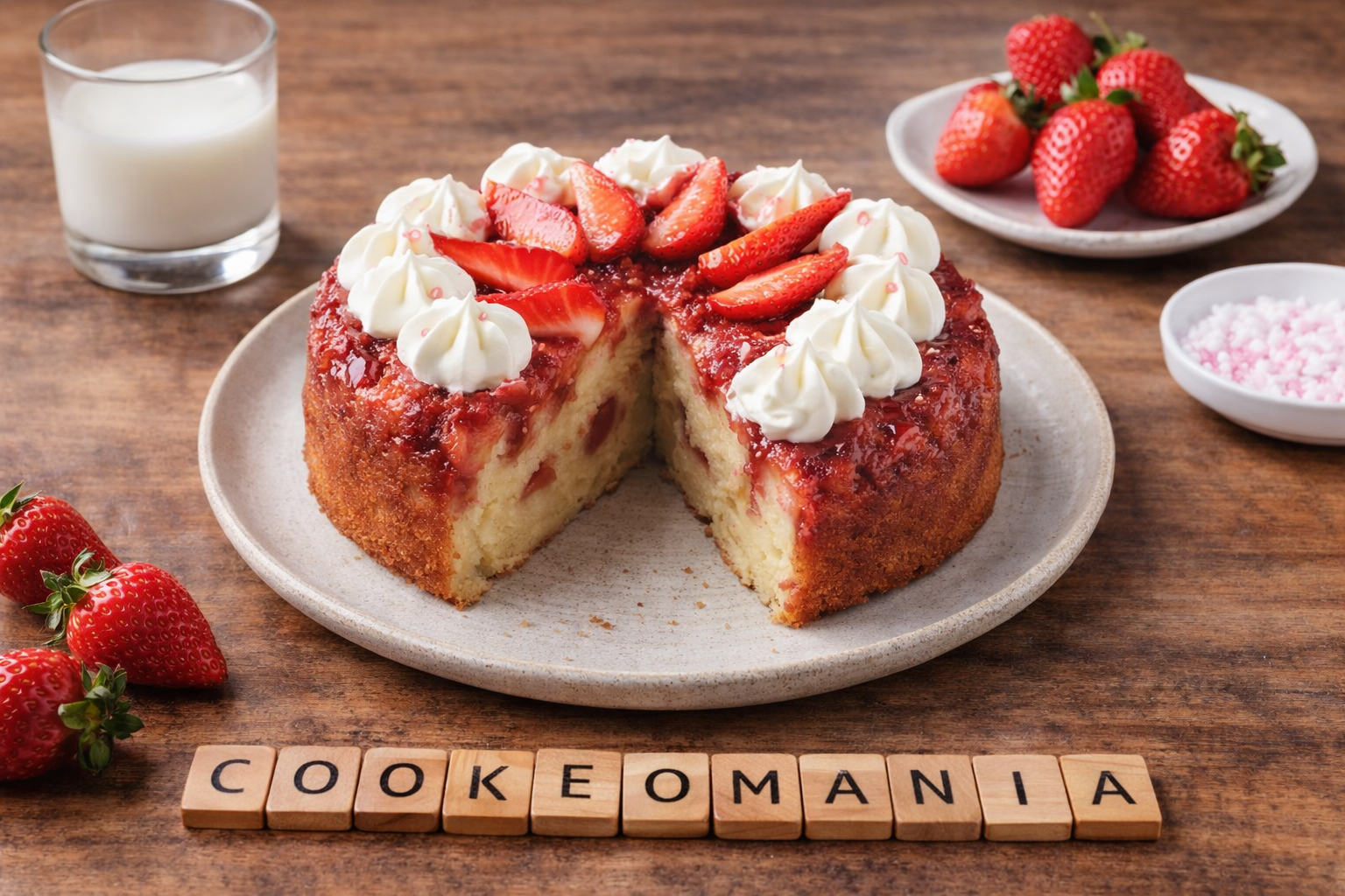 Gâteau renversé aux fraises et ricotta au multicuiseur Moulinex