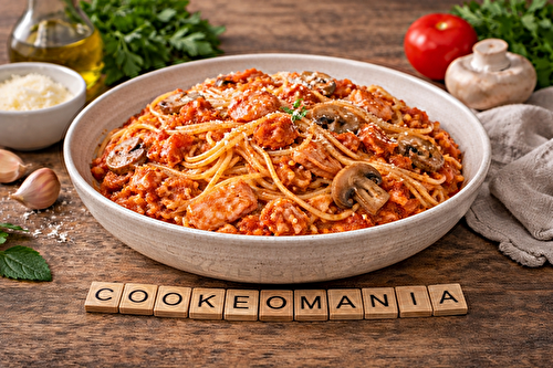 Spaghettis au saumon et champignons au robot multi-cuiseur Moulinex