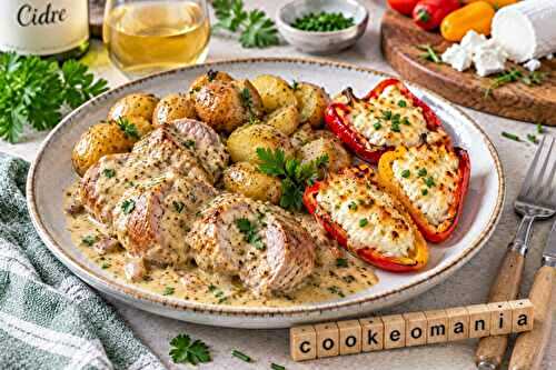Filet mignon au cidre, grenailles et poivrons au chèvre à l'autocuiseur Moulinex