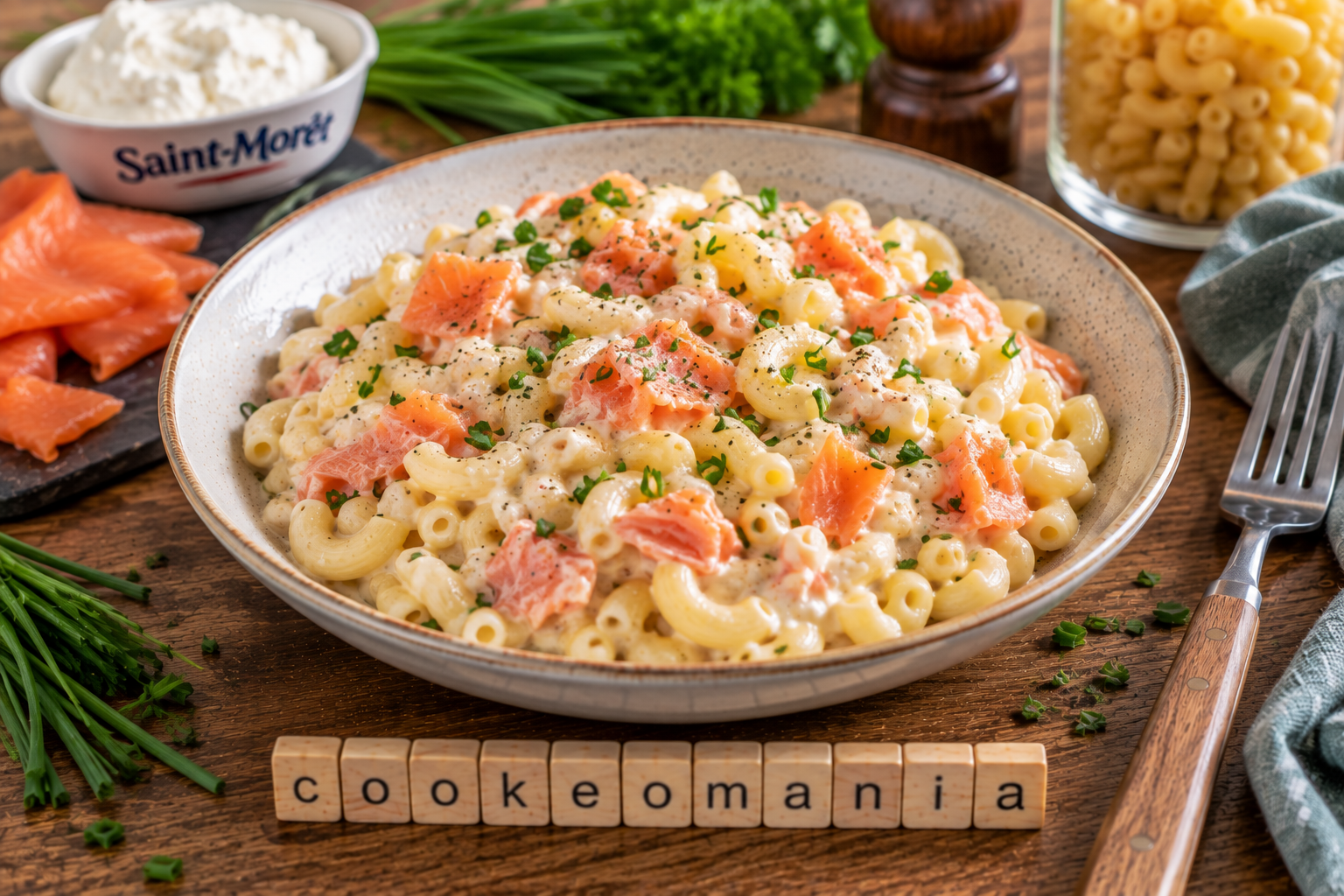 Macaronis crémeux au saumon fumé et fromage frais à l'autocuiseur Moulinex