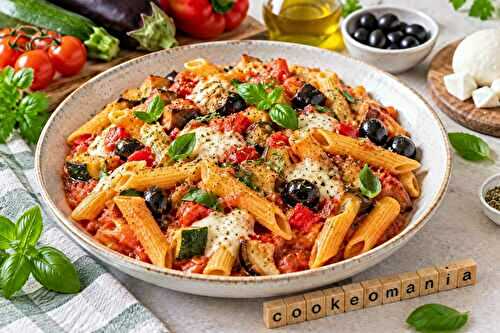 Penne méditerranéennes aux légumes et mozzarella fondante au cookéo