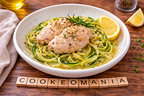 Poulet à l’ail cétogène et tagliatelles de courgette à l'autocuiseur cookéo