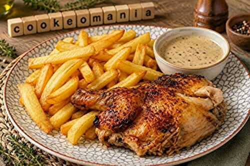 Poulet rôti du dimanche, frites et sauce crémeuse au poivre au robot multi-cuiseur Moulinex