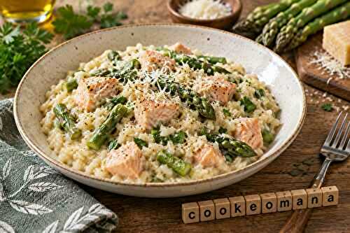 Riz crémeux au saumon, asperges et parmesan à l'autocuiseur Moulinex