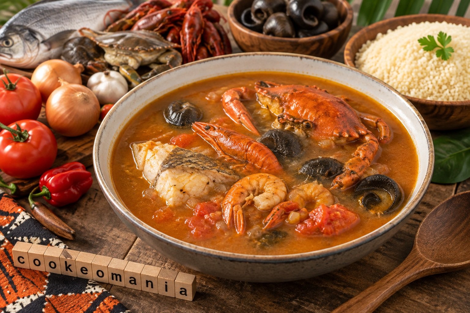 Soupe bassamoise au poisson et aux fruits de mer au cookéo