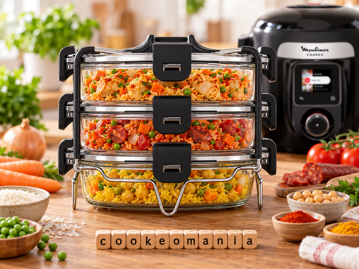 3 repas au riz avec le Batchcooker Moulinex au multicuiseur cookéo