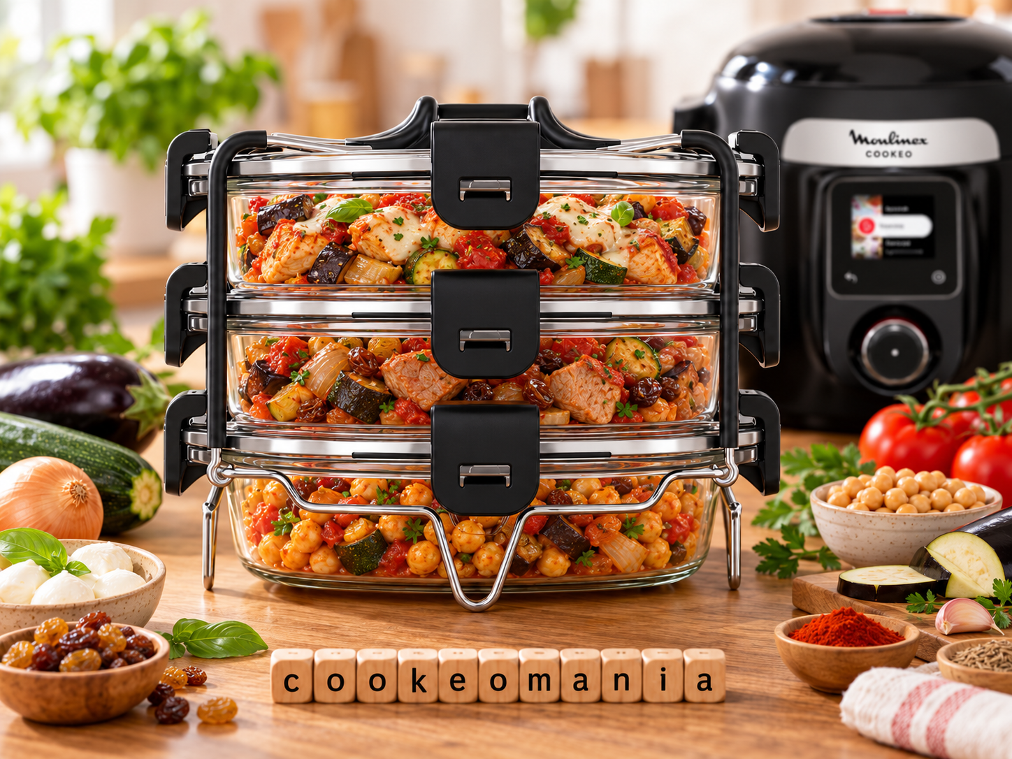 3 repas aux aubergines avec le Batchcooker Moulinex au robot multi-cuiseur cookéo