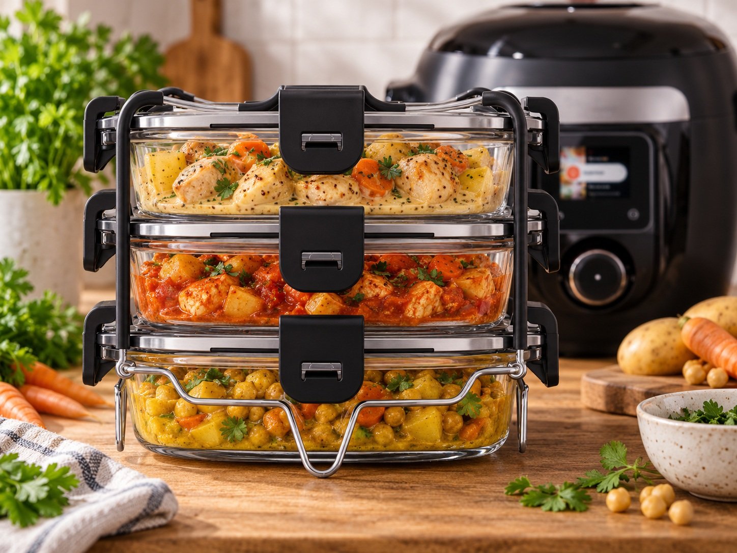 Batch cooking facile : 3 repas en une cuisson avec le Batchcooker Moulinex au multicuiseur cookéo