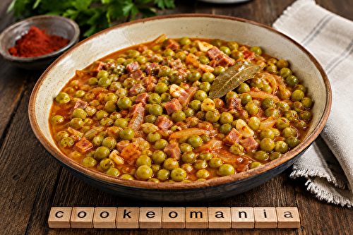 Petits pois mijotés au jambon et au paprika au multicuiseur cookéo