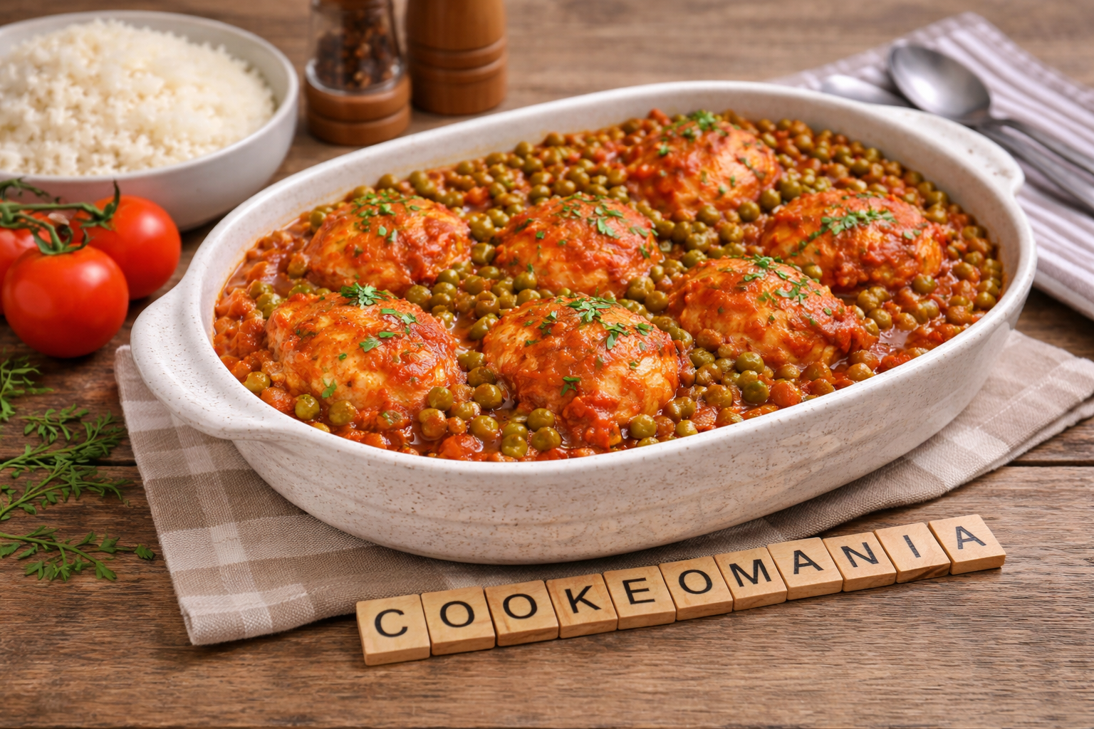 Poulet à la tomate et petits pois à l'autocuiseur cookéo