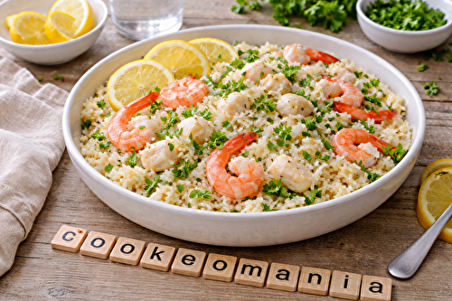 Riz pilaf au cabillaud et aux crevettes au robot multi-cuiseur Moulinex