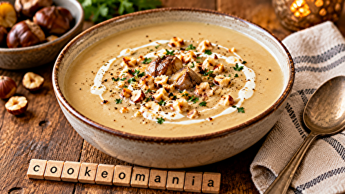 Velouté de panais aux châtaignes et noisettes au cookéo