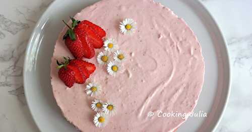 CHEESECAKE À LA FRAISE SANS CUISSON 