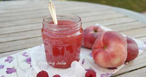 CONFITURE DE PÊCHES BLANCHES ET FRAMBOISES