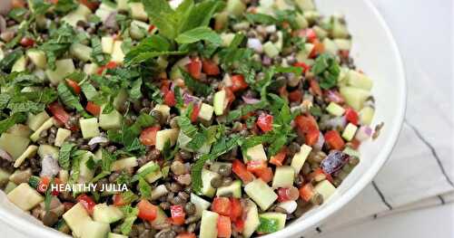 SALADE DE LENTILLES, CRUDITÉS ET MENTHE