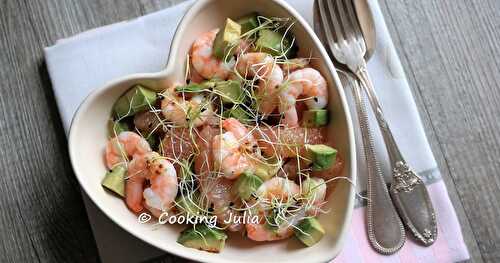 SALADE SAINT VALENTIN (CREVETTES, PAMPLEMOUSSE ET AVOCAT)