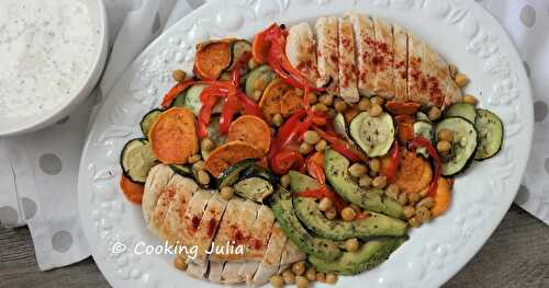 SALADE TIÈDE DE LÉGUMES RÔTIS AU POULET