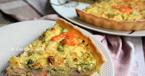 TARTE AU CHOU VERT ET CREVETTES