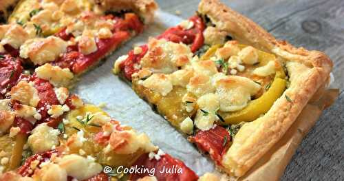 TARTE FINE AU PESTO, TOMATES ET CHÈVRE 