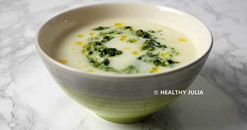 VELOUTÉ DE CHOU-FLEUR AU PESTO DE ROQUETTE