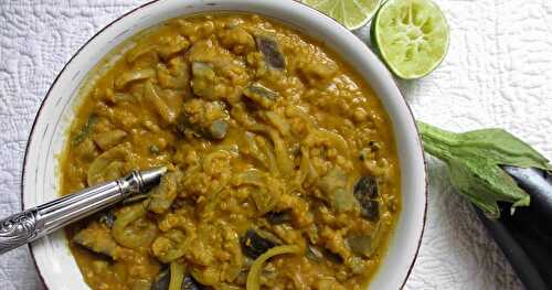 DHAL D'AUBERGINES ET LENTILLES CORAIL