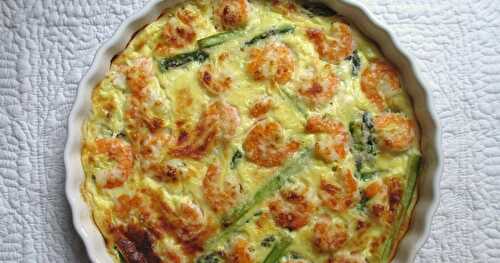 CLAFOUTIS D'ASPERGES VERTES AUX CREVETTES