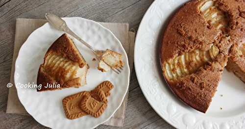 FINANCIER GÉANT À LA PÂTE DE SPÉCULOOS ET POIRES 