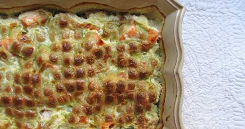 GRATIN DE RAVIOLES AU SAUMON FRAIS ET COURGETTES