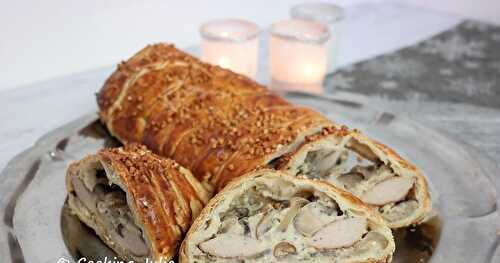 FEUILLETÉ TRESSÉ AU BOUDIN BLANC ET CHAMPIGNONS