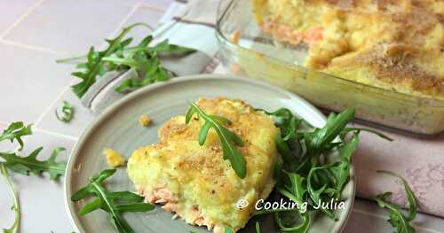 HACHIS PARMENTIER AU SAUMON, AIL ET FINES HERBES