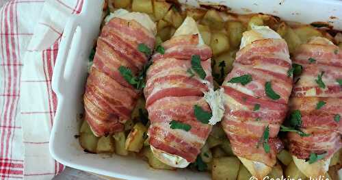 POULET AU BOURSIN, LARD ET POMMES DE TERRE