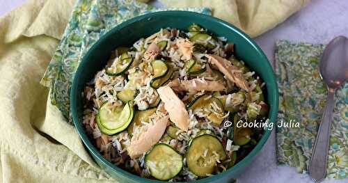 POÊLEE DE COURGETTES AU THON ET AU RIZ