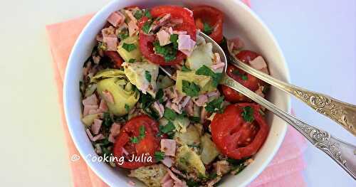 SALADE D'ARTICHAUTS, TOMATES ET JAMBON