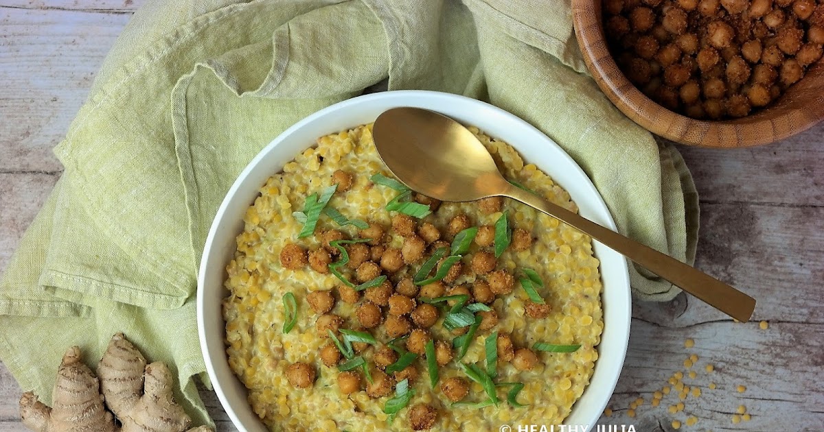 LENTILLES JAUNES AUX CROÛTONS DE POIS CHICHES